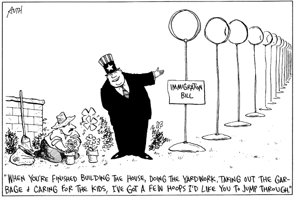 Editorial Cartoon by Tony Auth, Philadelphia Inquirer on Immigration Compromise Reached