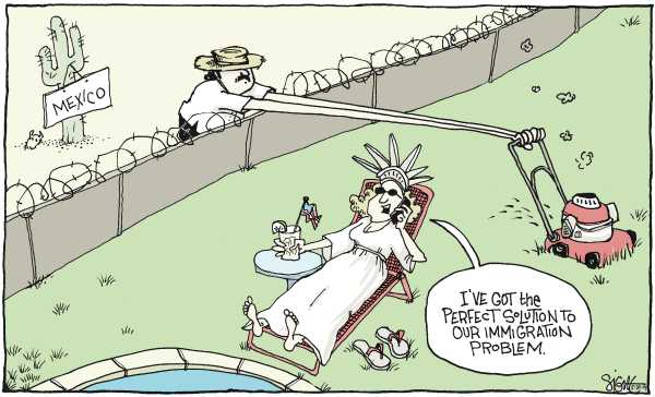 Editorial Cartoon by Signe Wilkinson, Philadelphia Daily News on Immigration Compromise Reached