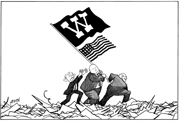Editorial Cartoon by Tony Auth, Philadelphia Inquirer on Democrats Support President on War