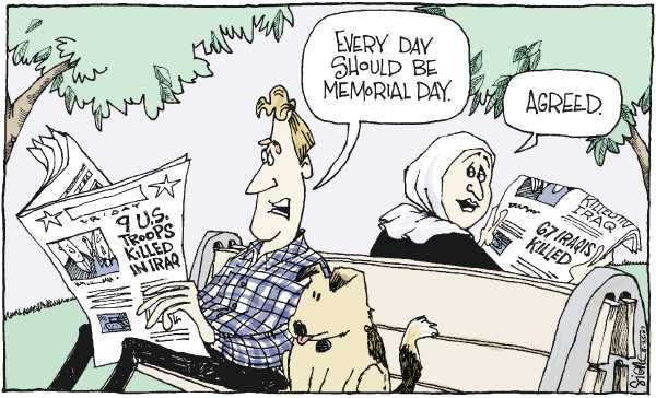 Editorial Cartoon by Signe Wilkinson, Philadelphia Daily News on Fallen Soldiers Honored