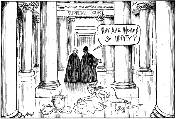 Editorial Cartoon by Tony Auth, Philadelphia Inquirer on Court Rules Against Women