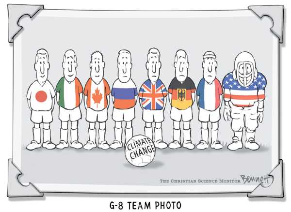 Editorial Cartoon by Clay Bennett, Christian Science Monitor on World Leaders Meet in Germany