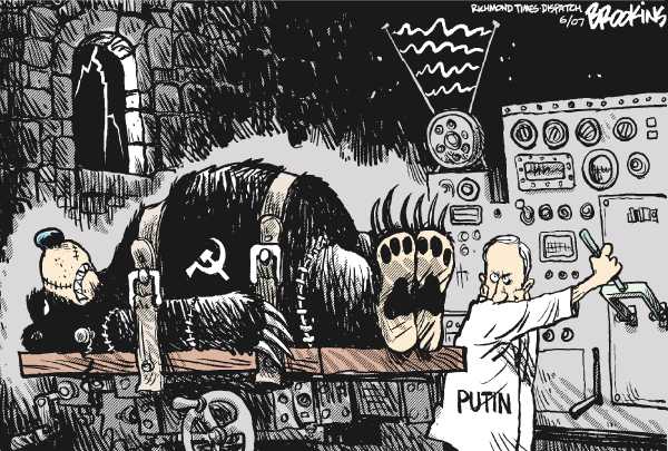 Editorial Cartoon by Gary Brookins, Richmond Times-Dispatch on Putin, Bush See Eye-to-Eye