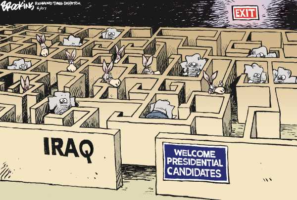Editorial Cartoon by Gary Brookins, Richmond Times-Dispatch on Candidates Jockey for Position