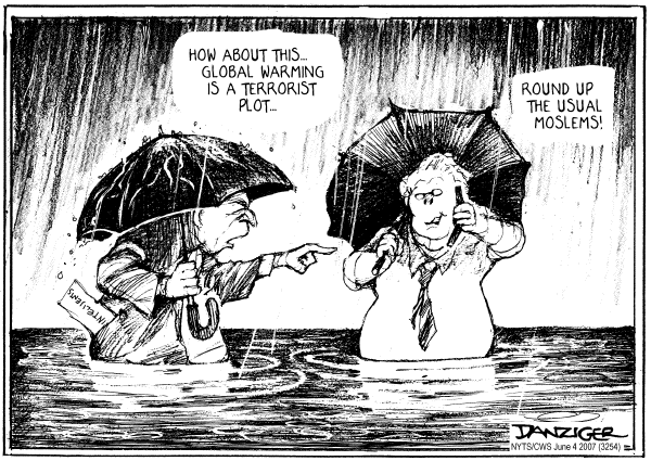 Editorial Cartoon by Jeff Danziger, CWS/CartoonArts Intl. on Bush Shifts on Global Warming