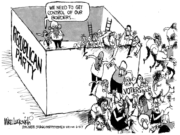 Editorial Cartoon by Mike Luckovich, Atlanta Journal-Constitution on Immigration Bill Stalls
