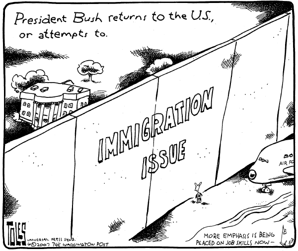 Editorial Cartoon by Tom Toles, Washington Post on Immigration Bill Stalls