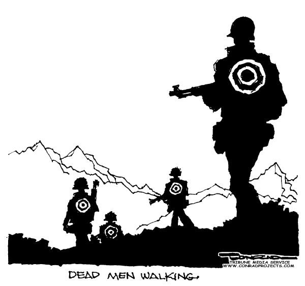 Editorial Cartoon by Paul Conrad, Tribune Media Services on Surge Stalls in Iraq