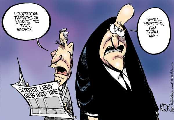 Editorial Cartoon by Kevin Siers, Charlotte Observer on Libby Set to Begin Sentence