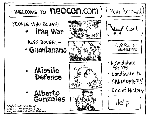 Editorial Cartoon by Dan Wasserman, Boston Globe on In Other News