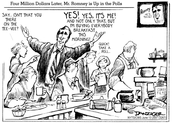 Editorial Cartoon by Jeff Danziger, CWS/CartoonArts Intl. on Republican Race Tightens