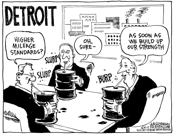Editorial Cartoon by Dan Wasserman, Boston Globe on Oil Use at Record High
