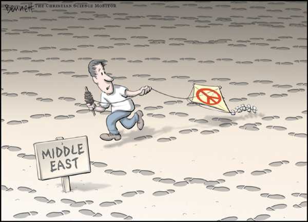 Editorial Cartoon by Clay Bennett, Christian Science Monitor on Mideast Peace Process Continues