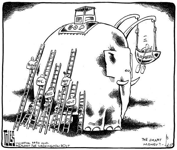 Editorial Cartoon by Tom Toles, Washington Post on Major Surprise in Presidential Race