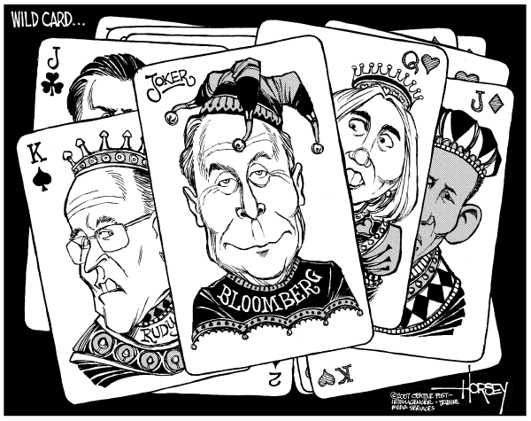 Editorial Cartoon by David Horsey, Seattle Post-Intelligencer on Bloomberg May Run as Independent