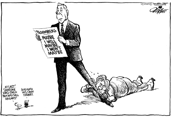 Editorial Cartoon by Pat Oliphant, Universal Press Syndicate on Bloomberg May Run as Independent