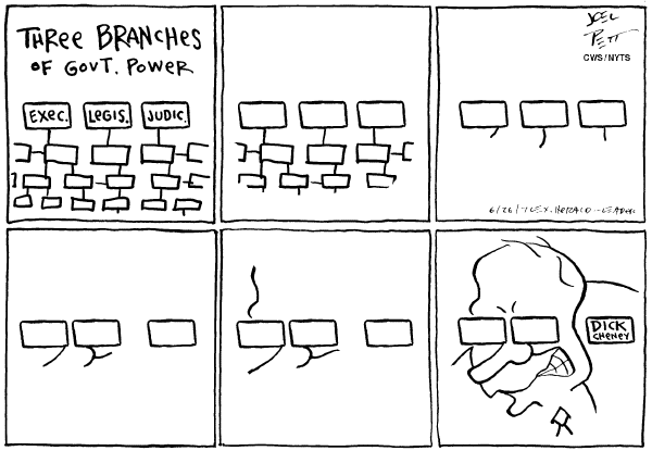 Editorial Cartoon by Joel Pett, Lexington Herald-Leader, CWS/CartoonArts Intl. on Cheney Asserts He Holds Special Place