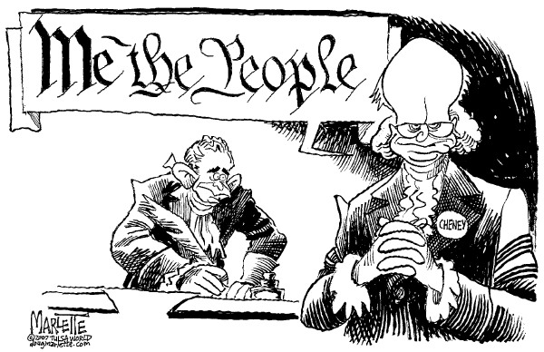 Editorial Cartoon by Doug Marlette, Tallahasee Democrat on Cheney Asserts He Holds Special Place