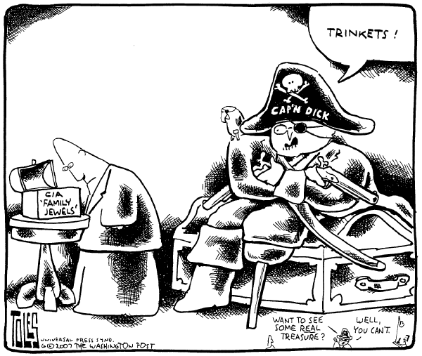 Editorial Cartoon by Tom Toles, Washington Post on Old CIA Sins Revealed