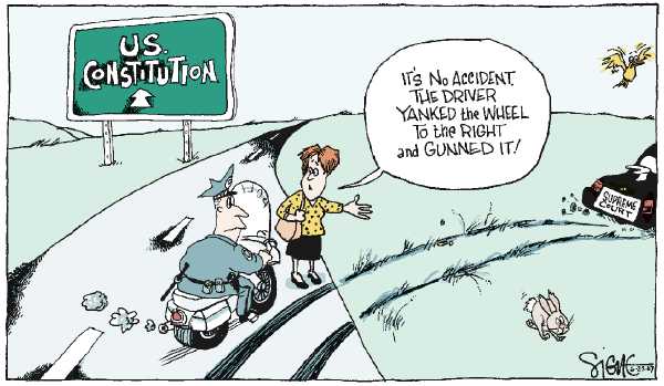 Editorial Cartoon by Signe Wilkinson, Philadelphia Daily News on High Court Restricts Speech