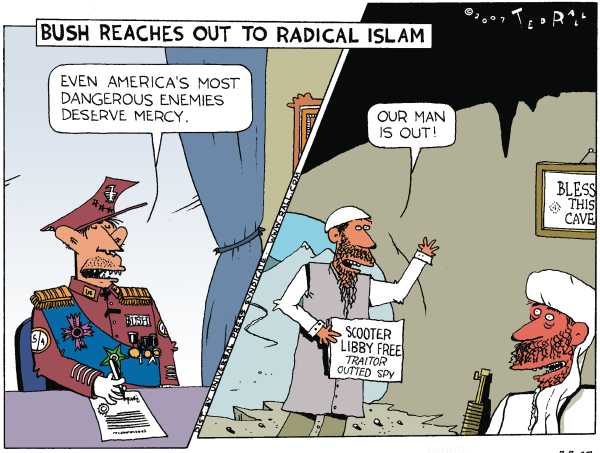 Editorial Cartoon by Ted Rall on Bush Not Worried About Popularity