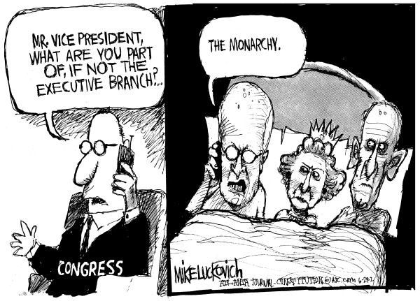 Editorial Cartoon by Mike Luckovich, Atlanta Journal-Constitution on Cheney Under Fire