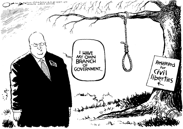 Editorial Cartoon by Jack Ohman, The Oregonian on Cheney Under Fire