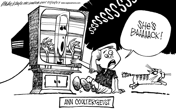 Editorial Cartoon by Mike Keefe, Denver Post on Coulter Cries Out for Help