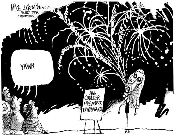 Editorial Cartoon by Mike Luckovich, Atlanta Journal-Constitution on Coulter Cries Out for Help