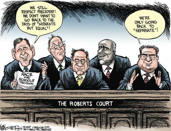 Editorial Cartoon by Kevin Siers, Charlotte Observer on Supreme Court Guts Desegregation
