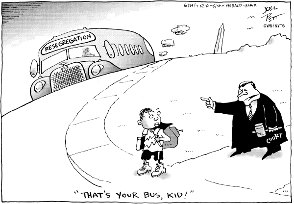 Editorial Cartoon by Joel Pett, Lexington Herald-Leader, CWS/CartoonArts Intl. on Supreme Court Guts Desegregation