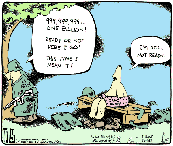 Editorial Cartoon by Tom Toles, Washington Post on US Suffers Setbacks in Iraq