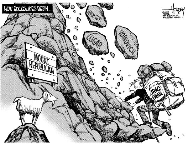 Editorial Cartoon by David Horsey, Seattle Post-Intelligencer on US Suffers Setbacks in Iraq