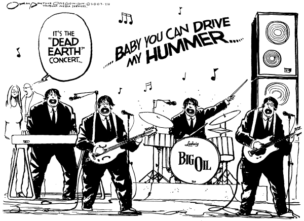 Editorial Cartoon by Pat Oliphant, Universal Press Syndicate on Eco Concerts Raise Awareness