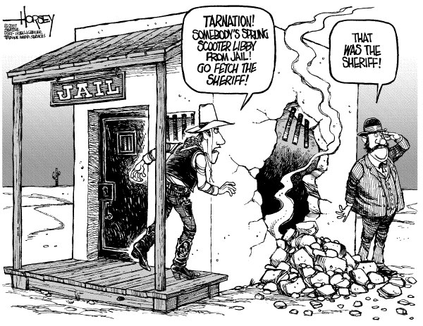 Editorial Cartoon by David Horsey, Seattle Post-Intelligencer on Libby Pays Fine