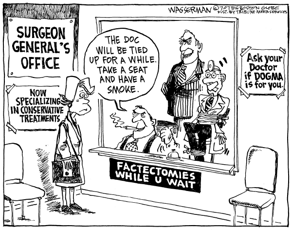 Editorial Cartoon by Dan Wasserman, Boston Globe on Surgeon General Silenced