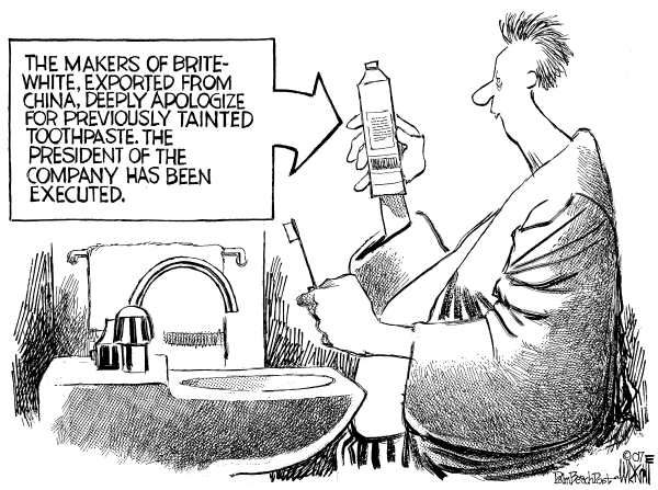 Editorial Cartoon by Don Wright, Palm Beach Post on China Responds to Export Concerns