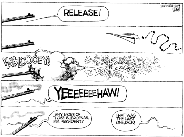 Editorial Cartoon by Don Wright, Palm Beach Post on Bush Vows Not to Back Down