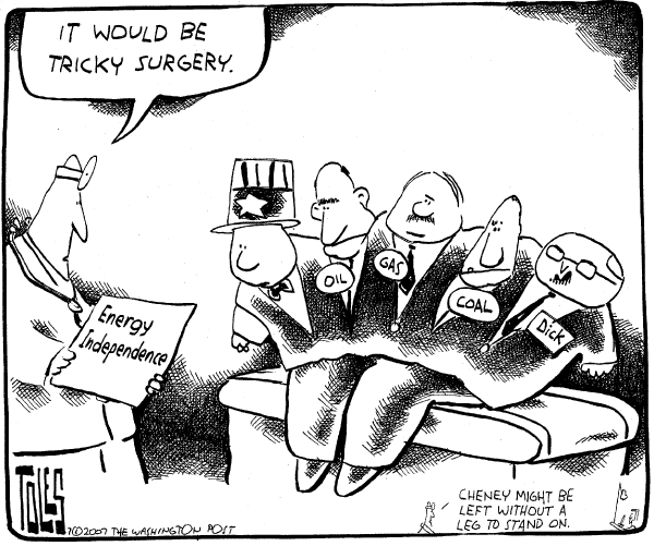 Editorial Cartoon by Tom Toles, Washington Post on Bush Vows Not to Back Down
