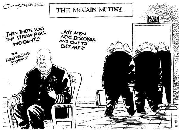 Editorial Cartoon by Jack Ohman, The Oregonian on McCain Campaign Changes Gears