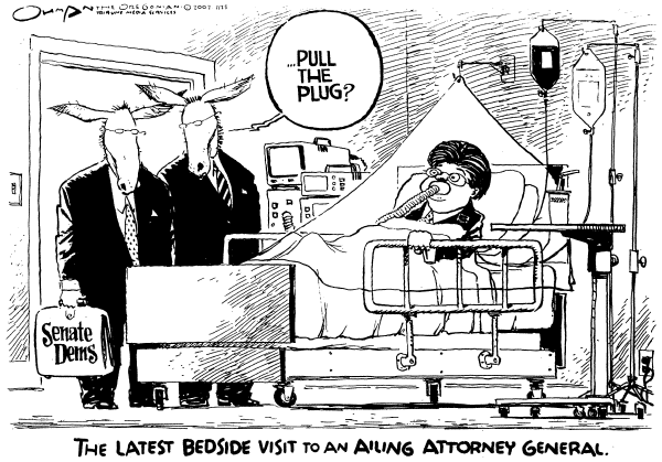 Editorial Cartoon by Jack Ohman, The Oregonian on Gonzales’ Actions Questioned