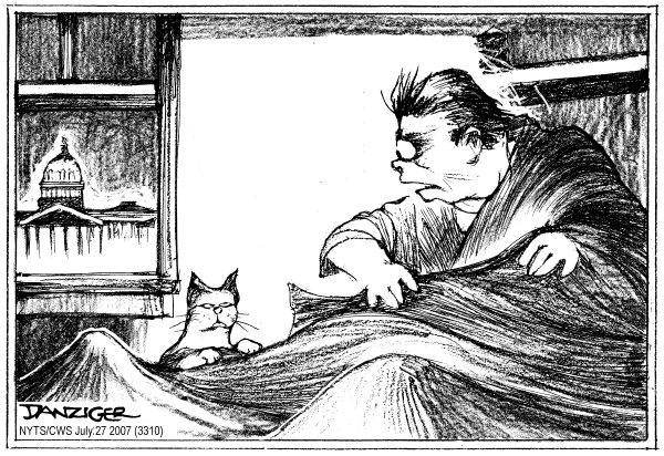 Editorial Cartoon by Jeff Danziger, CWS/CartoonArts Intl. on Gonzales’ Testimony True to Form