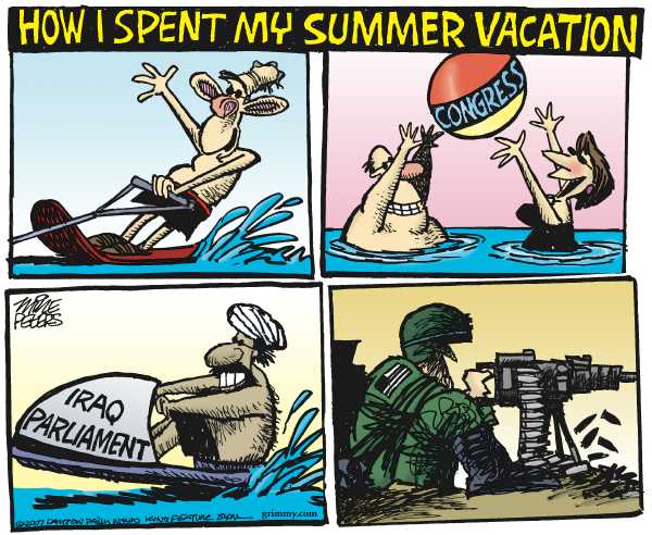 Editorial Cartoon by Mike Peters, Dayton Daily News on Iraqi Parliament Takes Vacation