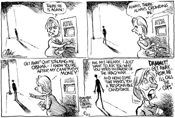 Editorial Cartoon by Pat Oliphant, Universal Press Syndicate on Clinton Campaign Faces Challenges