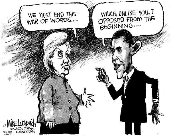 Editorial Cartoon by Mike Luckovich, Atlanta Journal-Constitution on Clinton Campaign Faces Challenges