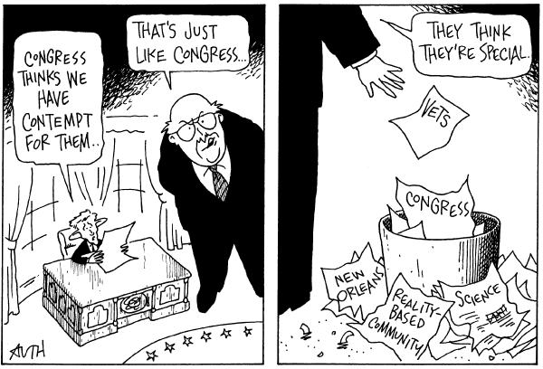 Editorial Cartoon by Tony Auth, Philadelphia Inquirer on White House Claims Exectutive Privilege