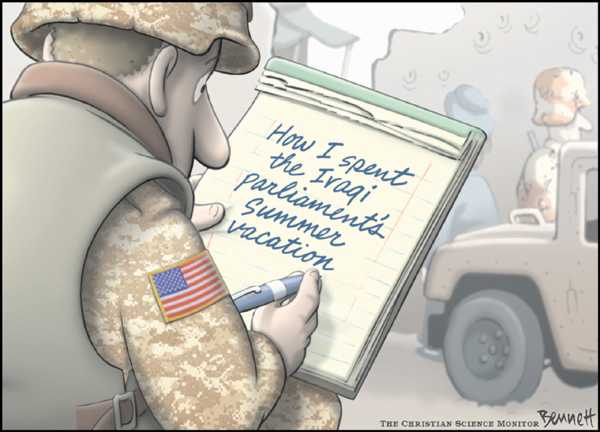 Editorial Cartoon by Clay Bennett, Christian Science Monitor on Weapons Create Problems in Iraq