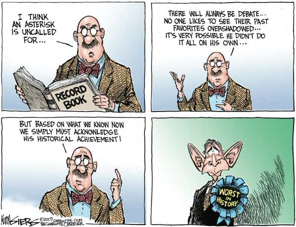 Editorial Cartoon by Kevin Siers, Charlotte Observer on President Remains Confident