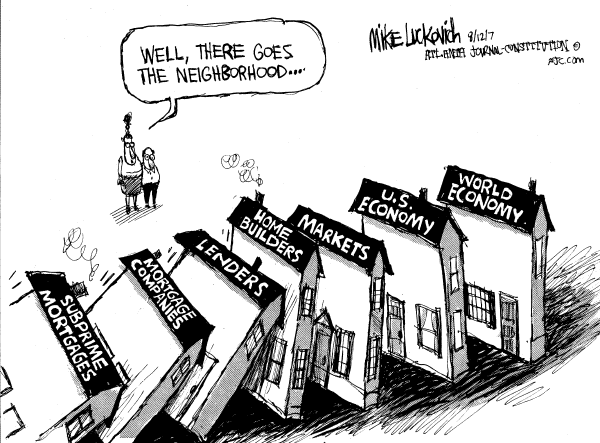 Editorial Cartoon by Mike Luckovich, Atlanta Journal-Constitution on Stock Market Tumbles