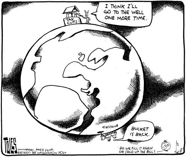 Editorial Cartoon by Tom Toles, Washington Post on Stock Market Tumbles